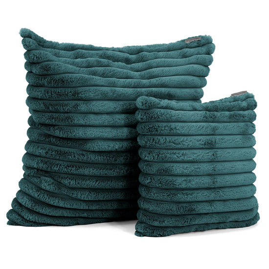 Grand Housse de Coussin 70 x 70cm - Velours Côtelé Ultra Pelucheux Bleu Canard 02