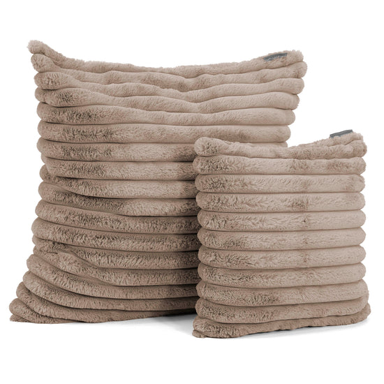 Grand Housse de Coussin 70 x 70cm - Velours Côtelé Ultra Pelucheux Vison 02