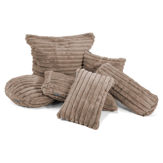 Grand Housse de Coussin 70 x 70cm - Velours Côtelé Ultra Pelucheux Vison 03