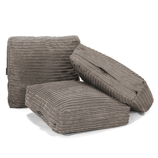 Grand Coussin de Sol - Côtelé Anthracite 04
