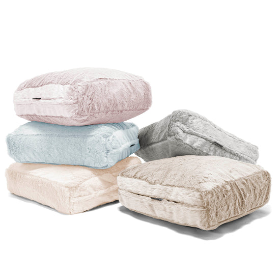 Grand Coussin de Sol - Fausse Fourrure Lapin Blanc 04
