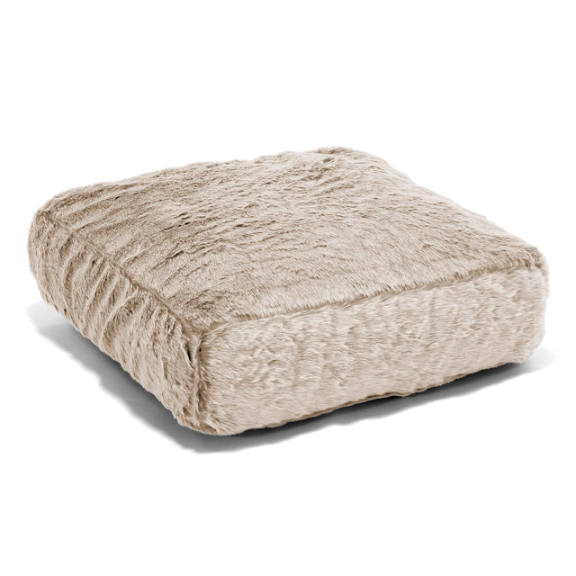 Grand Coussin de Sol - Fausse Fourrure Lapin Brun Doré 01