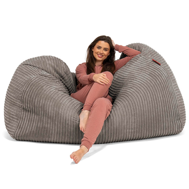 Gros Pouf Canapé - Côtelé Anthracite 03