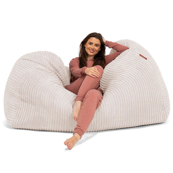 Gros Pouf Canapé - Côtelé Crème 03