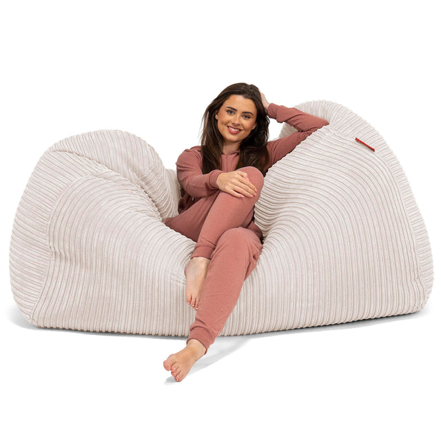 Gros Pouf Canapé - Côtelé Crème 03