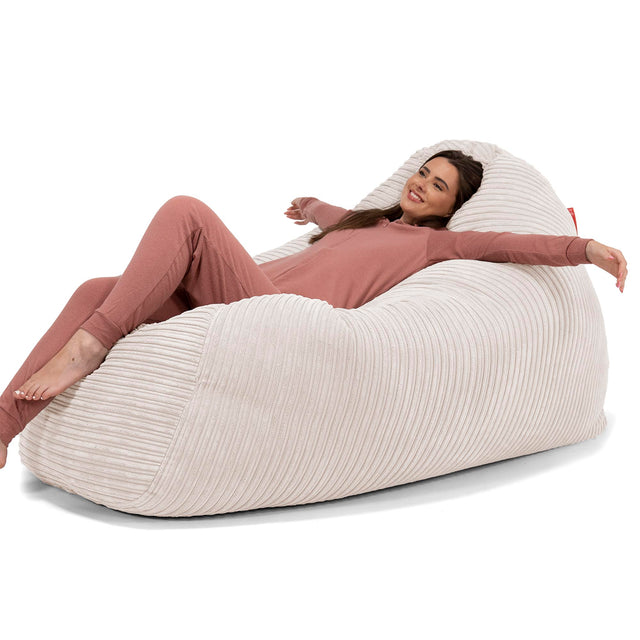 Gros Pouf Canapé - Côtelé Crème 02
