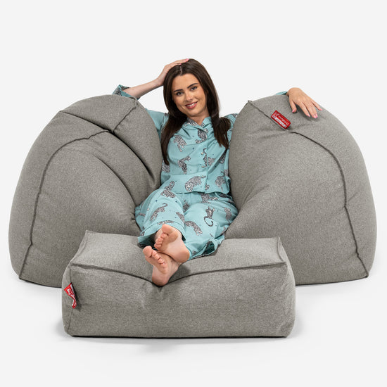 Gros Pouf Canapé - Interalli Laine Argent 03