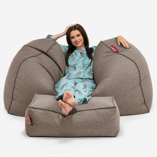 Gros Pouf Canapé - Interalli Laine Biscuit 03