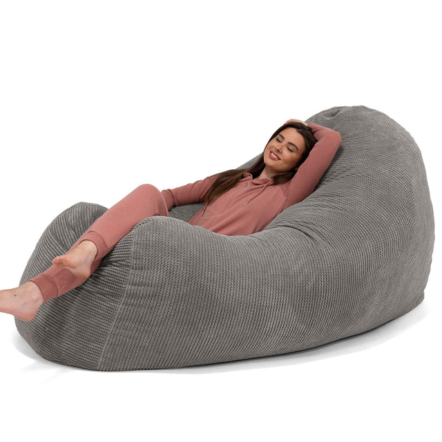 Gros Pouf Canapé - Pompon Anthracite 02