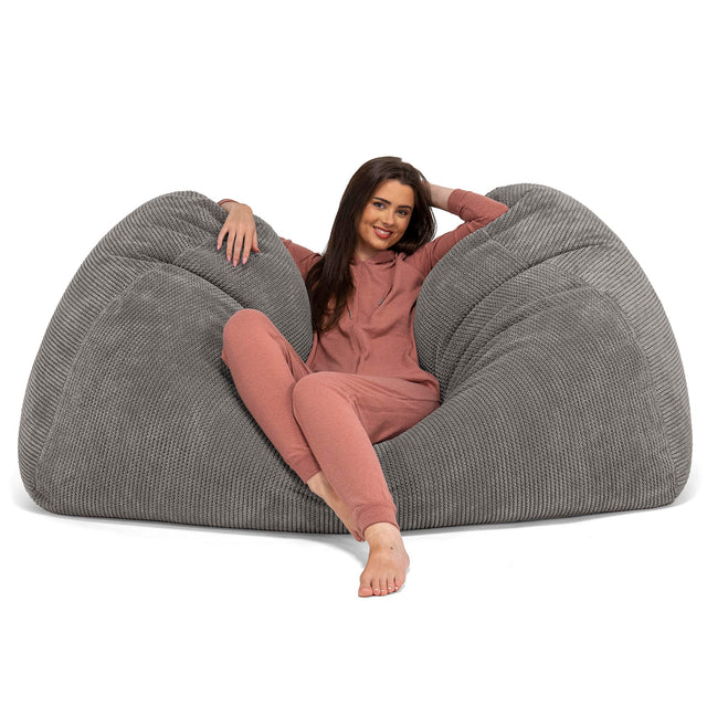 Gros Pouf Canapé - Pompon Anthracite 03