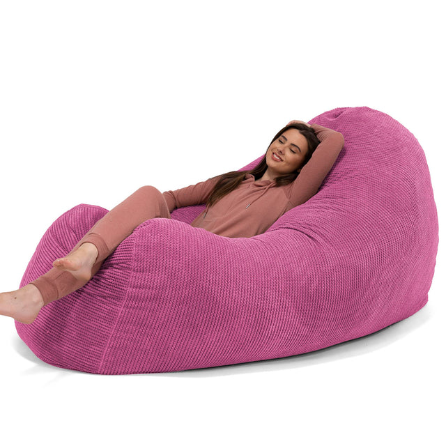Gros Pouf Canapé - Velours Côtelé Gaufré Rose 02