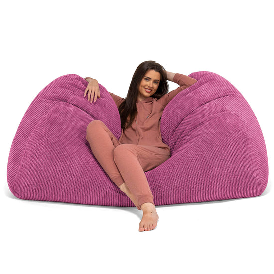 Gros Pouf Canapé - Velours Côtelé Gaufré Rose 03