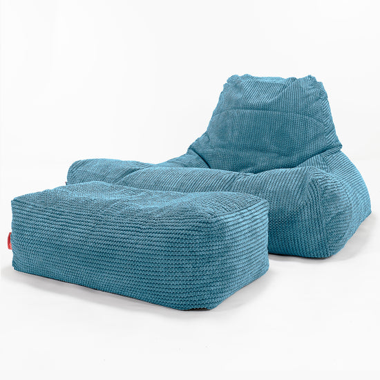 Gros Pouf Fauteuil Relax - Pompon Mer Égée 02