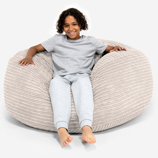 Pouf Ultra Confort pour Enfants 6-14 ans - Côtelé Crème 01