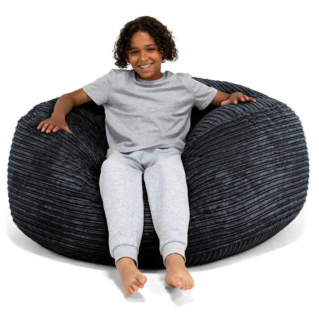 Pouf Ultra Confort pour Enfants 6-14 ans - Côtelé Noir 01