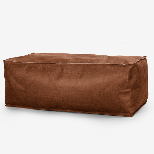Gros Pouf Repose Pied - Cuir Vintage Camel 01