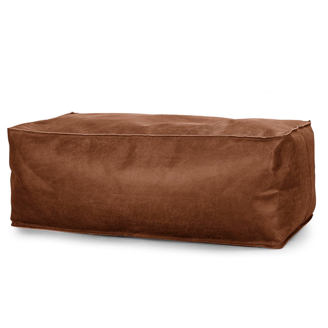 Gros Pouf Repose Pied - Cuir Vintage Camel 01