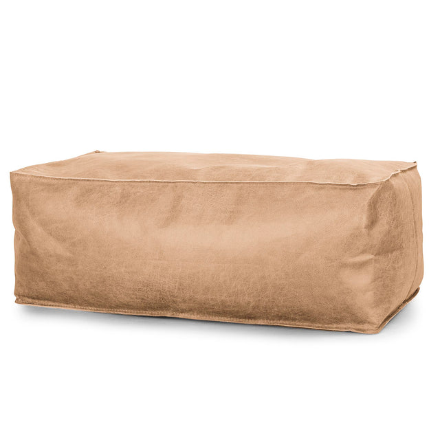 Gros Pouf Repose Pied - Cuir Vintage Marron Clair 01