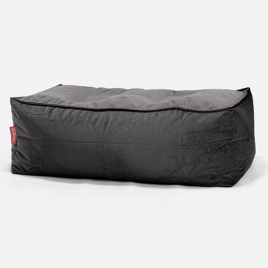 Gros Pouf Repose Pied - Velours Anthracite 01