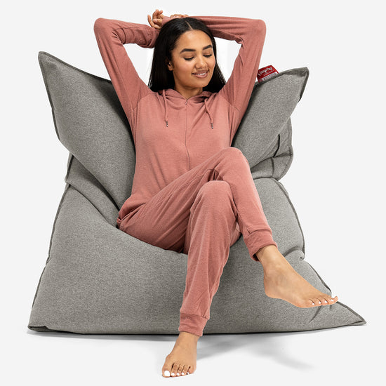 Pouf Géant XXL - Interalli Laine Argent 01