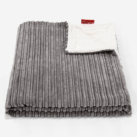 Plaid / Couverture Sherpa - Côtelé Anthracite 01