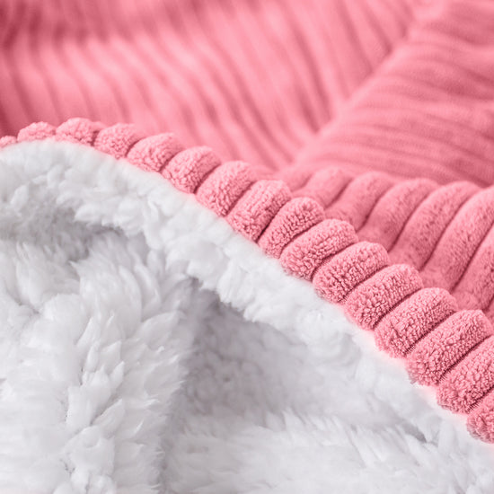 Plaid / Couverture Sherpa - Côtelé Corail 04