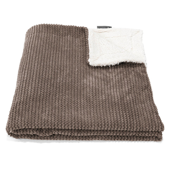 Plaid / Couverture Sherpa - Pompon Chocolat 01