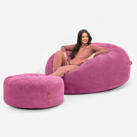 Canapé Pouf Géant Grande Mammouth - Pompon Rose 02