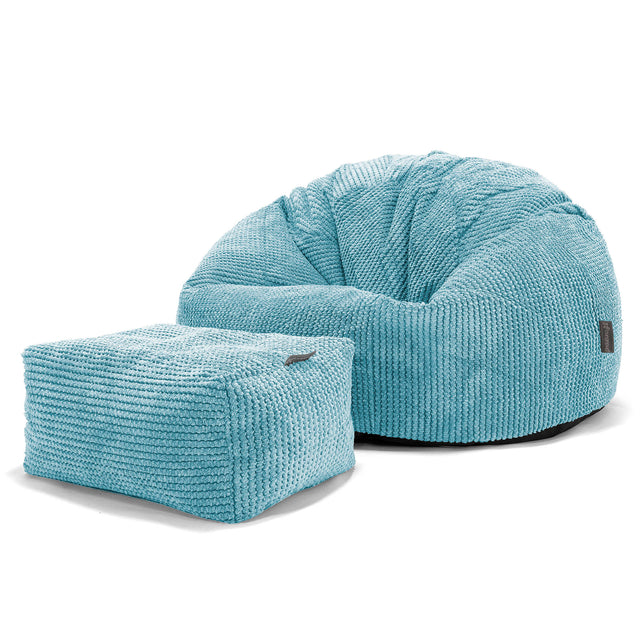 Pouf Poire Classique - Pompon Mer Égée 02