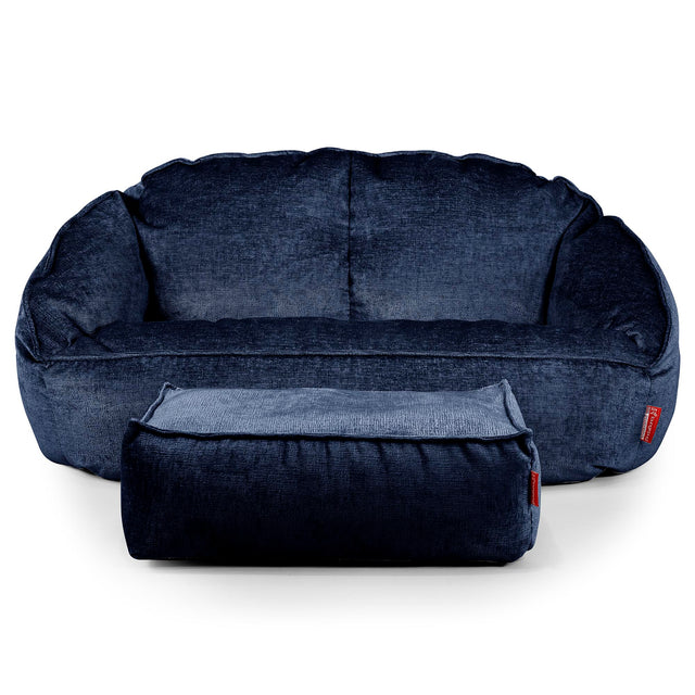Pouf Canapé Bubble - Chenille Bleu Marine 02