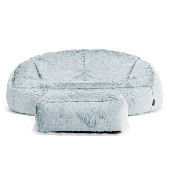 Pouf Canapé Bubble - Fausse Fourrure Lapin Bleu Pastel 02