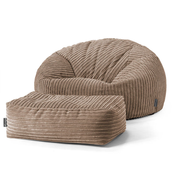 Pouf Canapé Classique - Côtelé Moka 02