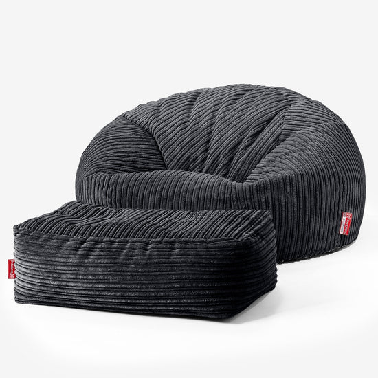 Pouf Canapé Classique - Côtelé Noir 02