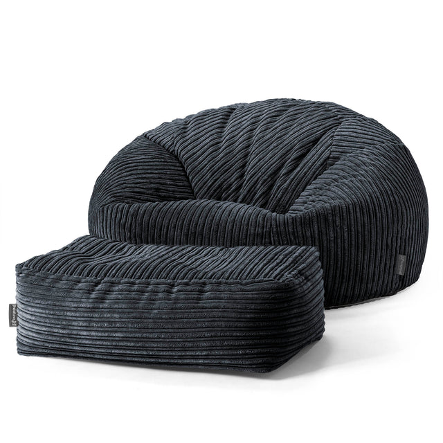 Pouf Canapé Classique - Côtelé Noir 02