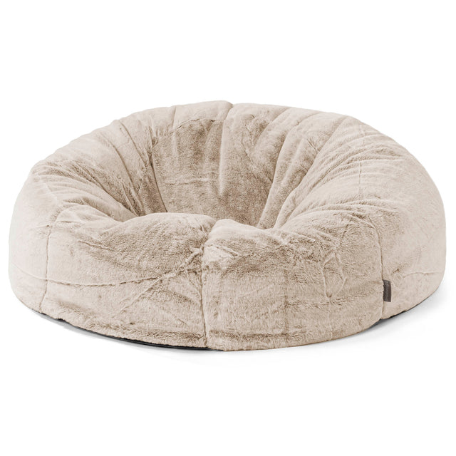 Pouf Canapé Classique - Fausse Fourrure Lapin Brun Doré 01