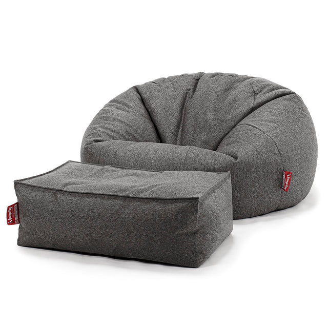 Pouf Canapé Classique - Interalli Laine Gris 02