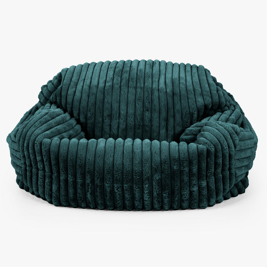Pouf Canapé Sabine - Velours Côtelé Ultra Pelucheux Bleu Canard 01
