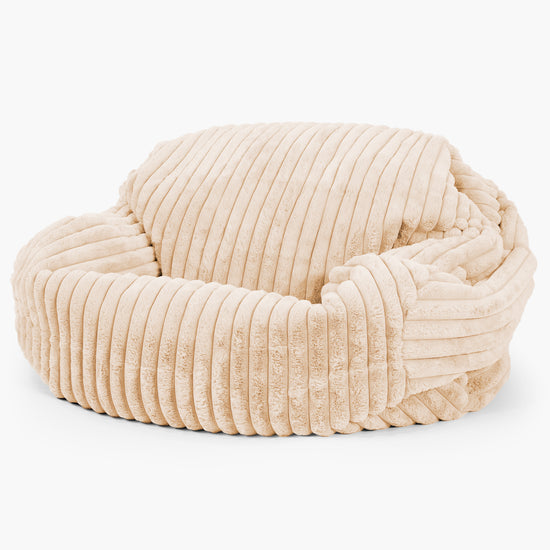 Pouf Canapé Sabine - Velours Côtelé Ultra Pelucheux Pêche 02