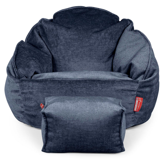 Pouf Chaise Bubble - Chenille Bleu Marine 02