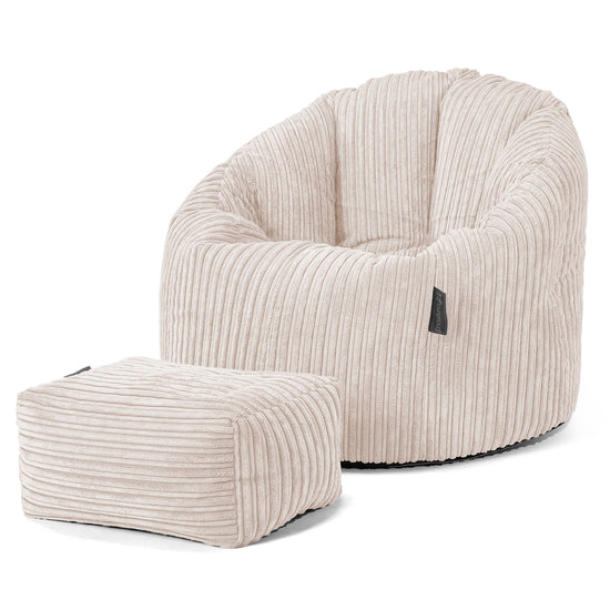 Pouf Chaise Design - Côtelé Crème 02