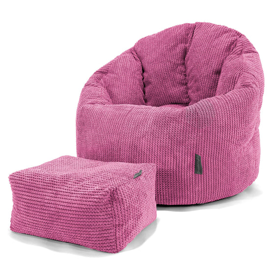 LOUNGE PUG, Pouf Chaise Design, Pouf Poire Super, Pompon Rose