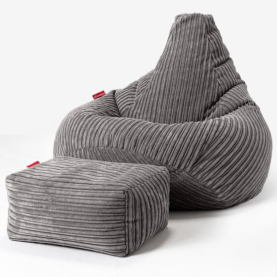 Pouf Gamer pour Enfant 6-14 ans - Côtelé Anthracite 03