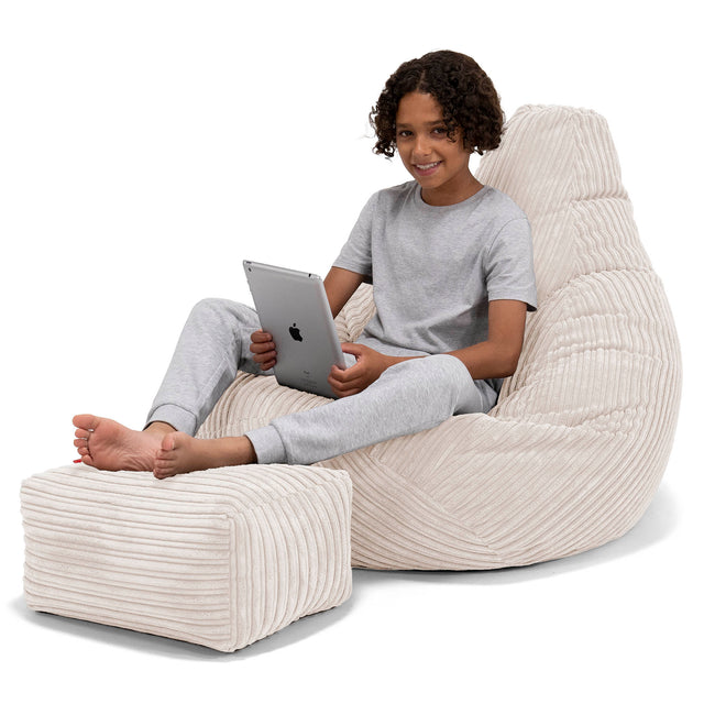 Pouf Gamer pour Enfant 6-14 ans - Côtelé Crème 01