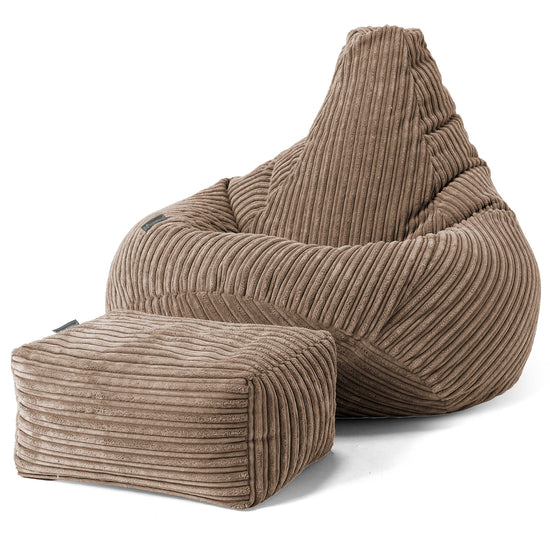 Pouf Gamer pour Enfant 6-14 ans - Côtelé Moka 02