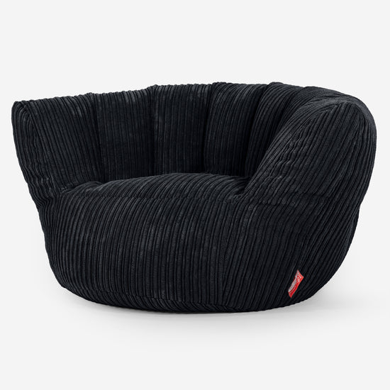 Pouf Charles Vintish - Côtelé Noir 01