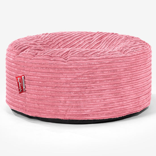 Pouf Design Rond - Côtelé Corail 01
