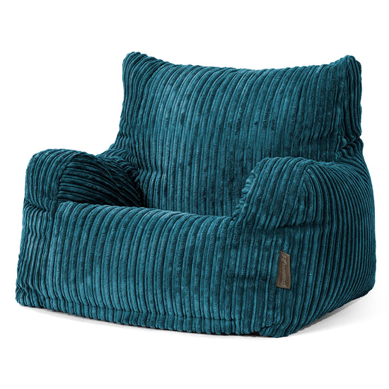 Joséphine Pouf Fauteuil Design - Côtelé Bleu Canard 01