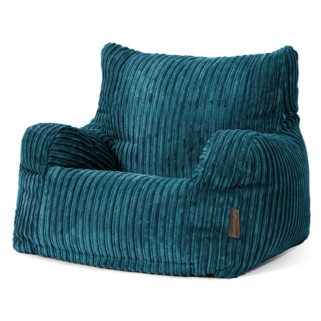 Joséphine Pouf Fauteuil Design - Côtelé Bleu Canard 01