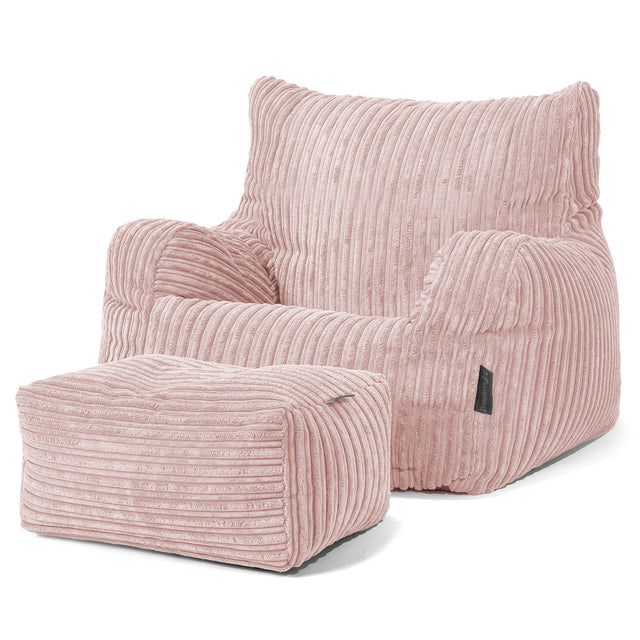 Joséphine Pouf Fauteuil Design - Côtelé Rose 02