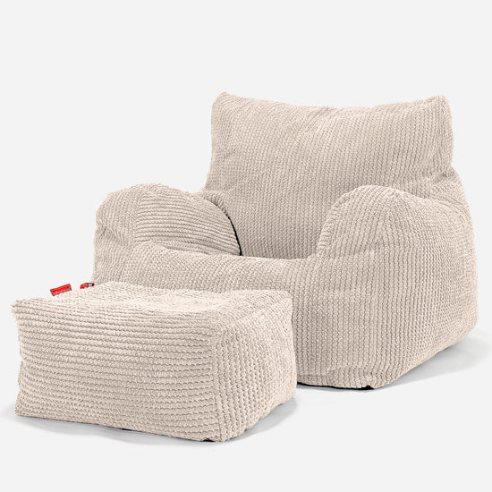 Pouf Fauteuil Design - Pompon Crème 02